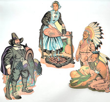 Thanksgiving Celebration Pilgrims Native American Indian Paper Die Cut Decor