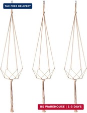 3 Pack Macrame Plant Hanger, Handmade Cotton Rope Plant Hangers Set with Tassel