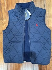 POLO RALPH LAUREN BOYS FLEECE LINED QUILTED VEST BIG KID SMALL 8 NAVY BLUE NEW