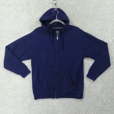 Fruit Of The Loom Hoodie Mens Medium Dark Blue Fleece Full Zip