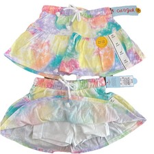 Lot of 2 Toddler Girls Knit Pull On Skorts Cat  Jack Tie Dye Pastel Size 2T