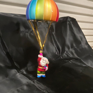 Santa Claus glass Hot Air Balloon Hanging Christmas Ornament Multicolor Stripe