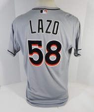 Miami Marlins Raudel Lazo #58 Game Issued Gray Jersey DP13703
