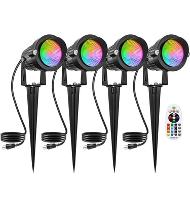 Christmas RGBW Outdoor Spotlights for Yard,10W Color Changing Landscape Lights