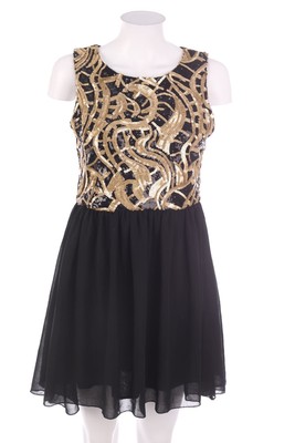 Parisian Collection Abendkleid Cocktailkleid Pailletten UK 12 = D 38 mattgold