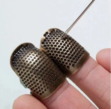 2pc Best Design Adjustable Sewing Finger Protector Retro Metal Copper Thimble