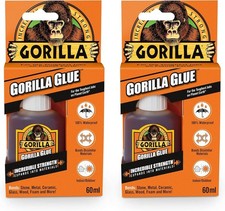2 x Gorilla Glue 60ml  Bonds Stone Metal Ceramic Glass Wood Foam 100% Waterproof