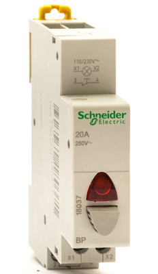 Schneider 18037 NO-20A+IL Drucktaster rot Kontrollleuchte 20A 250V Hutschiene BP