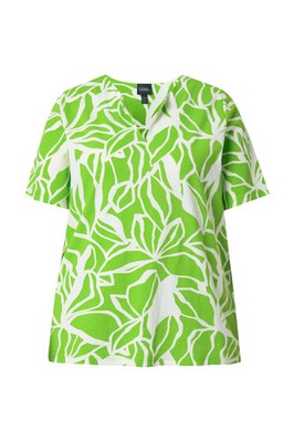Ulla Popken Damen große Größen T Shirt Blätter V Ausschnitt Halbarm 848991