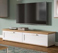 Tv Lowboard Flat Unterschrank Weiß LäRche Eiche Artisan 164 Cm Stauraum Mirano