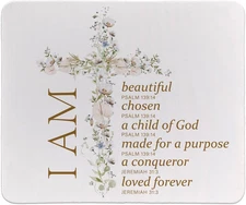 Christian Mouse Pad, Cute Small Bible Verse Mouse Pad, Scripture Mouse Mat Squar