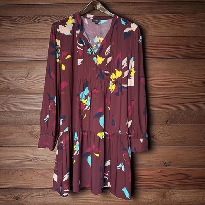 Halogen Pintuck Floral XL Flowy Dress | Fall