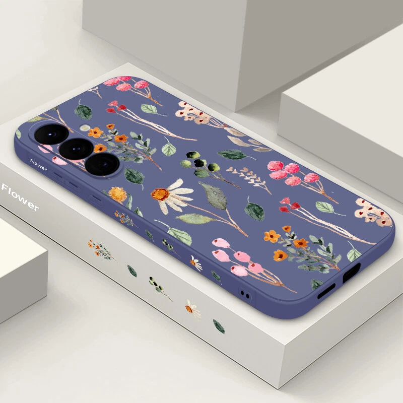 Phone Case For Samsung S25 S24 FE S23 Ultra A55 A15 Flower ShockProof Slim Cover