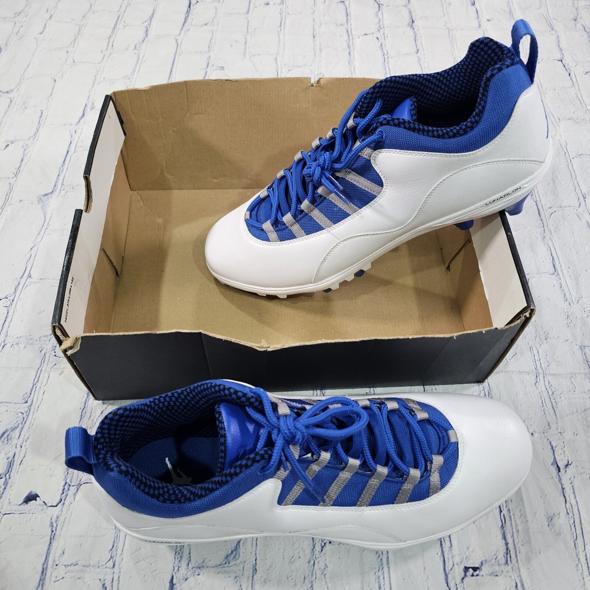 Nike MENS SIZE 17 Air Jordan 10 TD Low Football Cleats Blue Nike MENS SIZE 17 Air Jordan 10 TD Low Football Cleats Blue