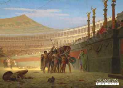 Gladiator römische Kunst Postkarte Ave Cäsar! Morituri Te Salutant Jean-Leon Gerome