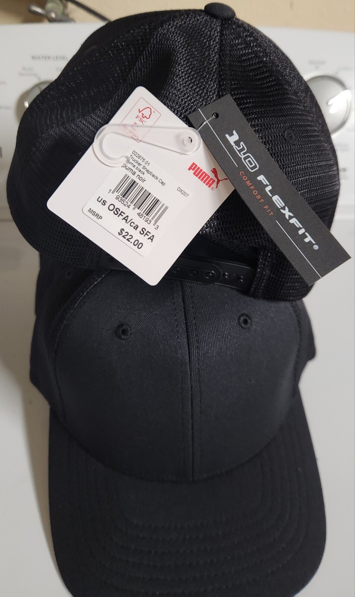 Puma Golf Cap 110 Flexfit Black Mesh Trucker Snapback Hat