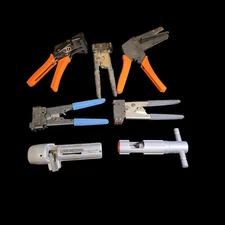 7) Vintage Hand Ratchet Terminating Modular Plug Cable Crimping Tools & More