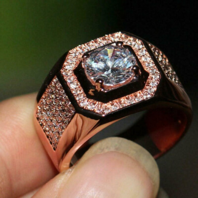 2.50 Ct Round Cut VVS1/D Lab Created Men's Engagement Ring 14K Rose Gold Finish