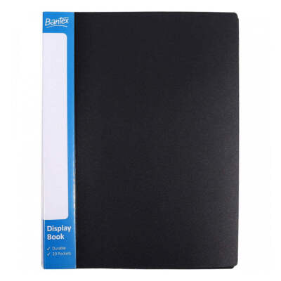 Bantex A4 insert Display Book Fixed Durable Polypropylene 20 Pockets Black