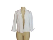 Nwt Chicos White Embellished Quilted Jeweled Jacket W/ Cuff Sleeves Size 1/M