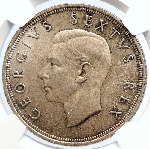1948 SOUTH AFRICA George VI SPRINGBOK Deer Silver 5 Shillings Coin NGC i105711