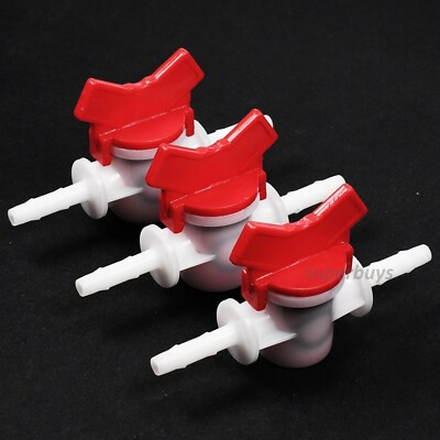 3pcs 6mm Barb End Plastic Ball Valve Close Tap Handle Shut Water Irrigation