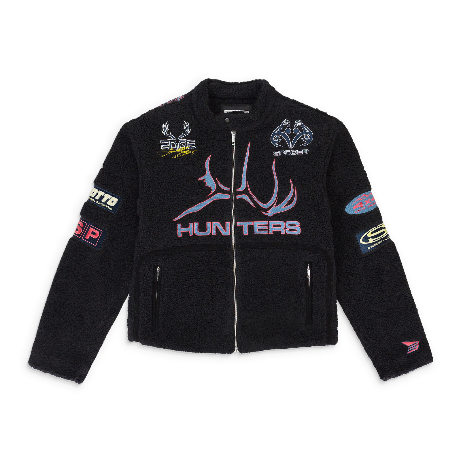 ЧЕРНАЯ ПОЛЕВАЯ КУРТКА NWT SP5DER SHERPA MOTO, РАЗМЕР L $444