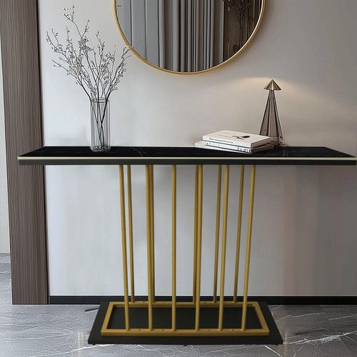 Large Sintered Stone Metal Frame Console Sofa End Table Hallway Furniture Home - Picture 8 of 19