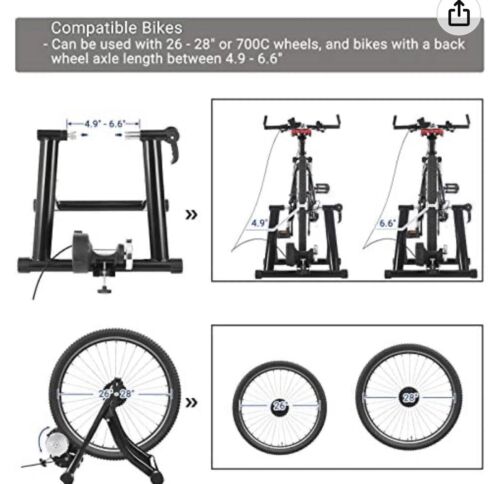 SONGMICS Bike Trainer Stand, Magnetic Bicycle Resist Noise Reduction - Black - Picture 4 of 10