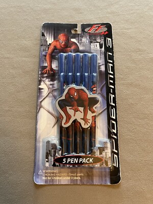 Pack Of 5 Marvel Spider Sense Spider-Man Stick Pens~For Ages 3+, New In Package