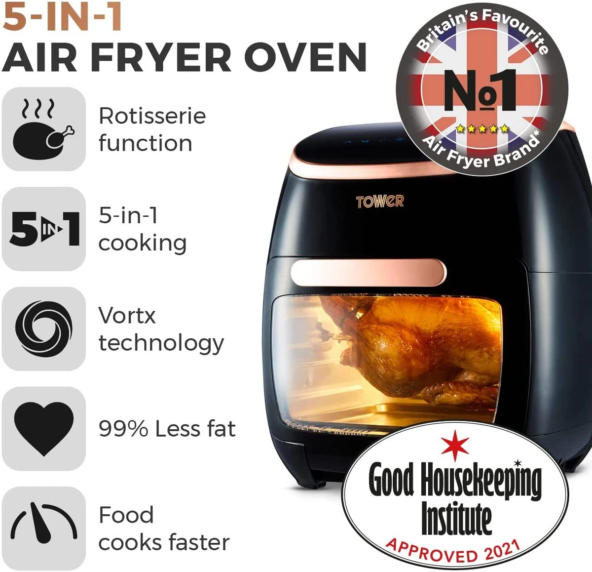 Tower rose 2024 gold air fryer