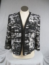 Nine West Womens Jacket Blazer Lined Size 14 Black White Long Sleeve Career