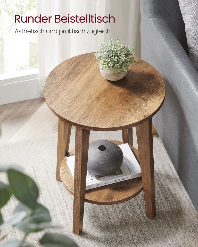 VASAGLE Beistelltisch, rund, mit unterer Ablagel, modern, 40 x 50 cm LETDE283T41 - Bild 2 von 4
