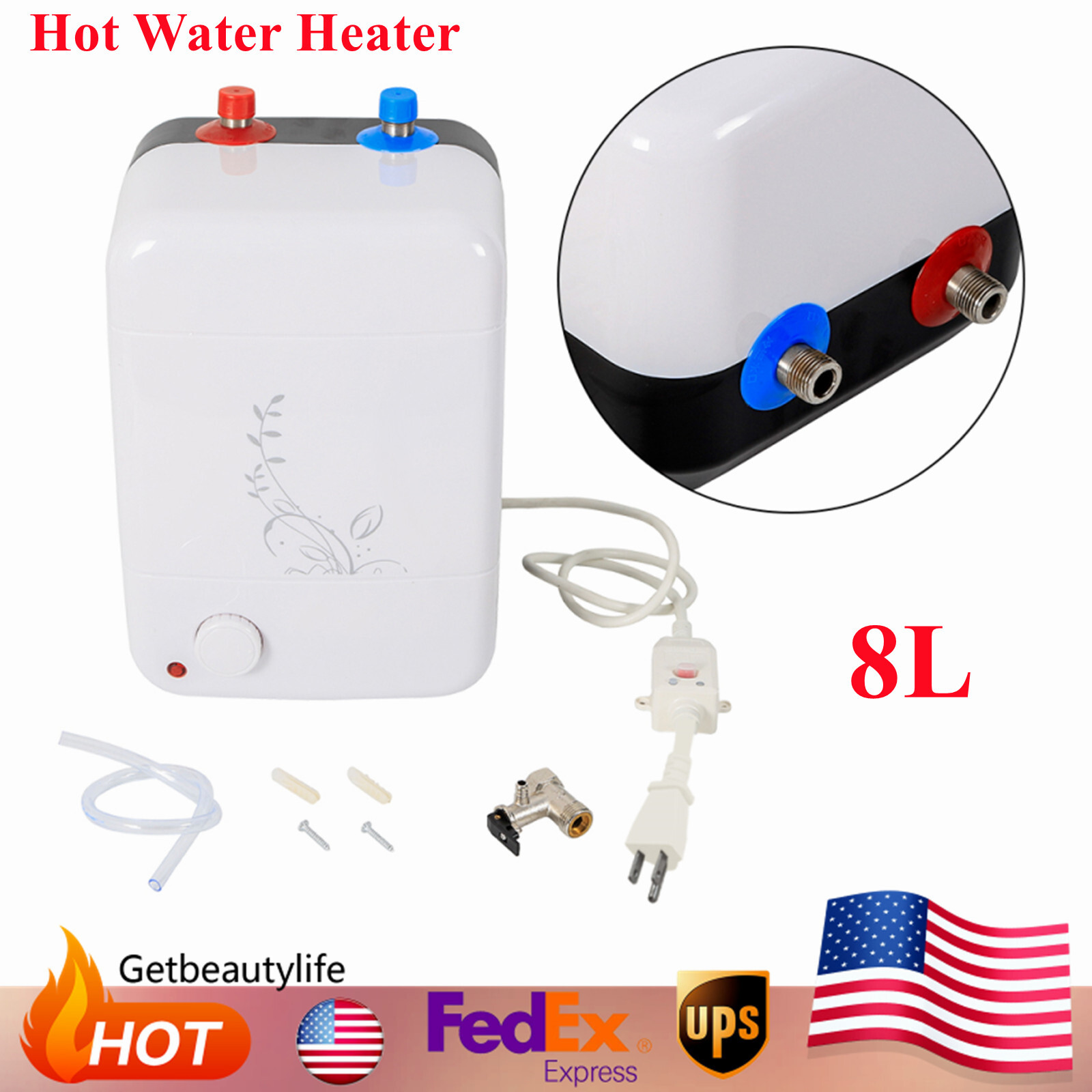 Calentador de agua caliente hogar baño tanque eléctrico caldera instantánea cocina sin tanque 7L