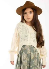 Joyfolie Jelina Sweater in Cream Girls Size 14  NWT