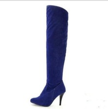 Women's Stiletto High Heel Faux suede side zip Over The Knee Boots Shoes sz