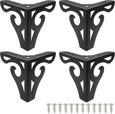 4 Inch Hollow Out Furniture Legs Set of 4 Black Artistic Metal Sofa Cabinet L...