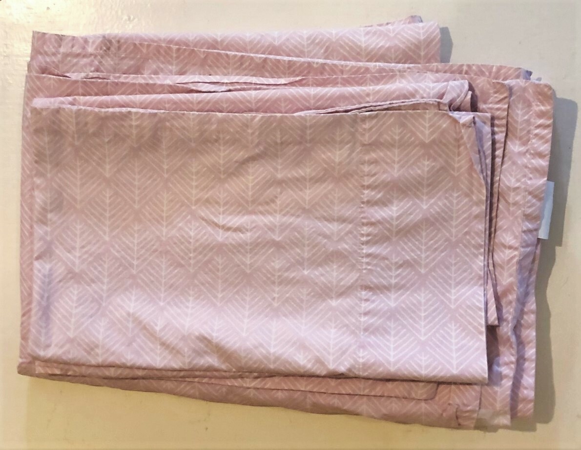 Land of Nod Twin Flat Sheet Two Pillow Cases Pink White Abstract Branch  Pattern