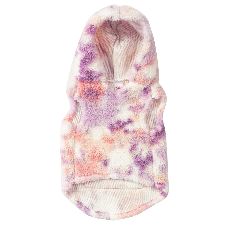 Justice Hoodie Dog Cat Pet Small Tie Dye Sherpa Sweater Clothes Zippered Pocket - Image 2 of 4