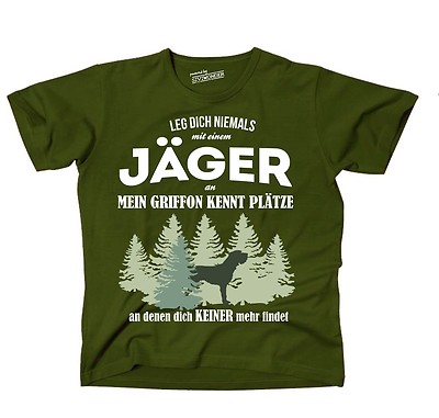 T-Shirt OLIVE JÄGER GRIFFON HUND HUNDE Plätze an JAGD findet Siviwonder 