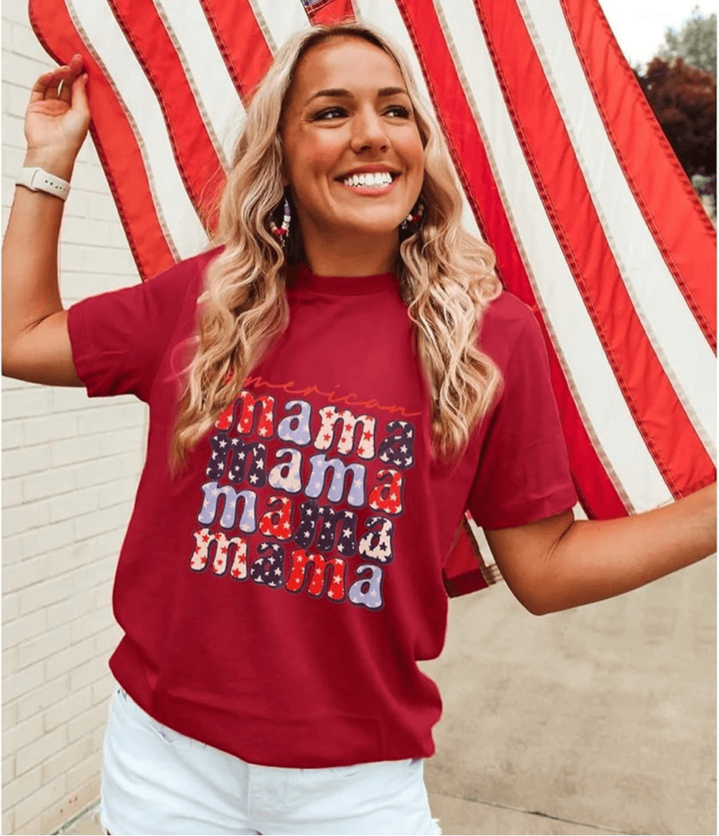 トップス R Womens Texas Girl Boutique American Mama Patriotic Graphic Tee