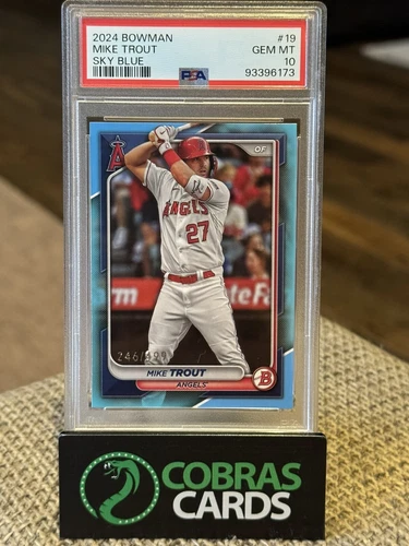 2024 Bowman Sky Blue Border #19 Mike Trout /499 PSA 10