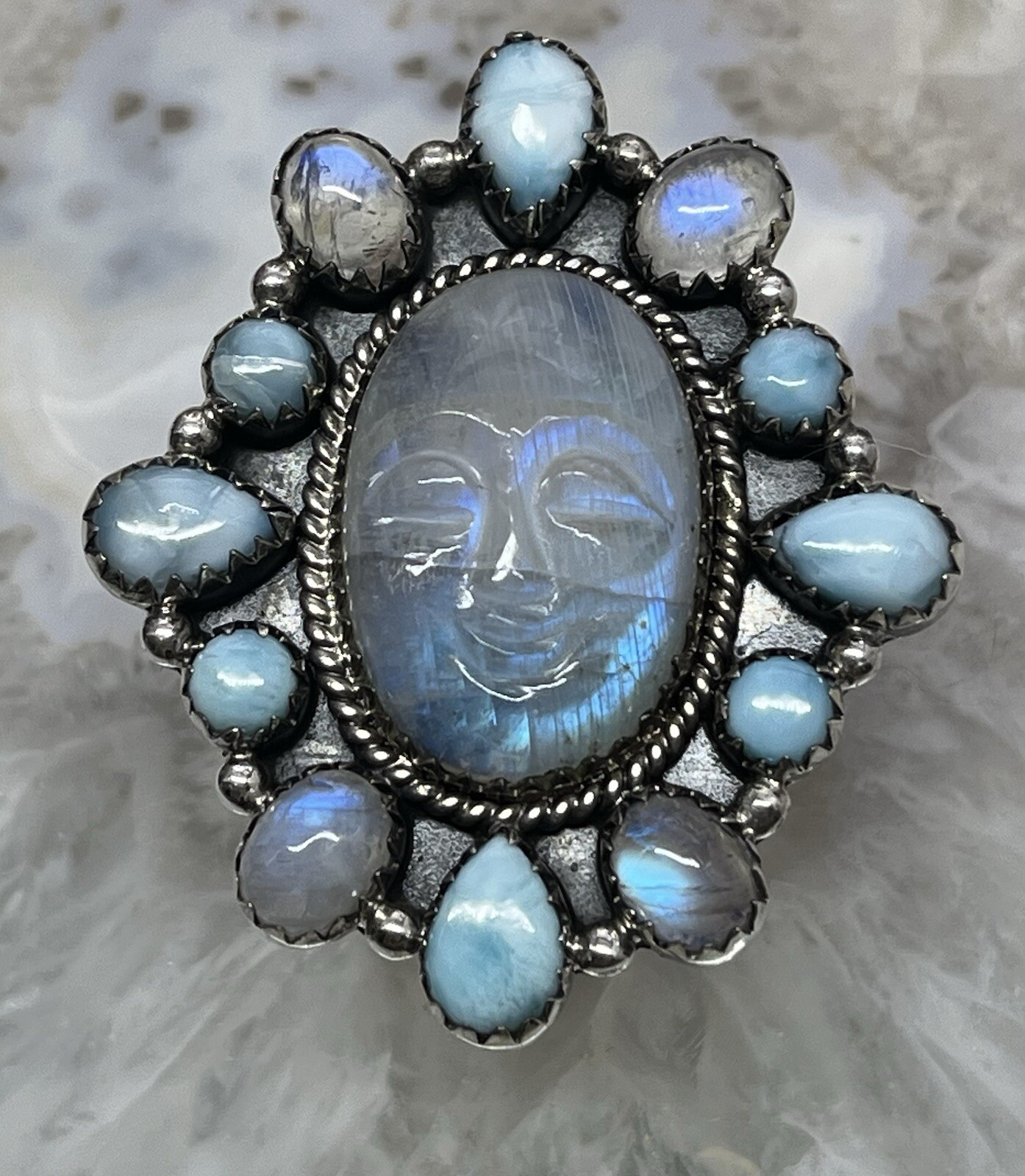 925 Goddess Sterling Silver Hand Carved Rainbow M… - image 4