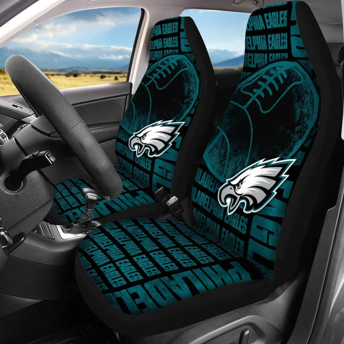 Car Seat Cover Seat Protector 2Pc with Philadelphia Eagles