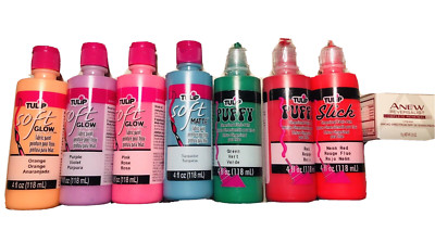 Lot of 7 TULIP 4 oz Fabric Paint - Soft Puff Slick Neon Glow - Decorating Crafts