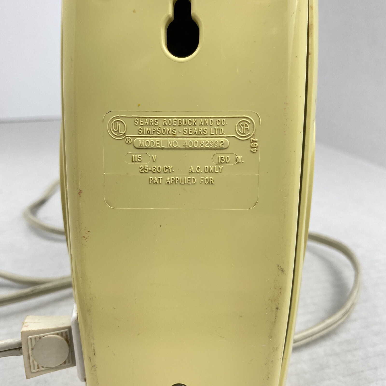 Vintage Sears Roebuck Kenmore Hand Mixer 12 Settings Yellow Model No