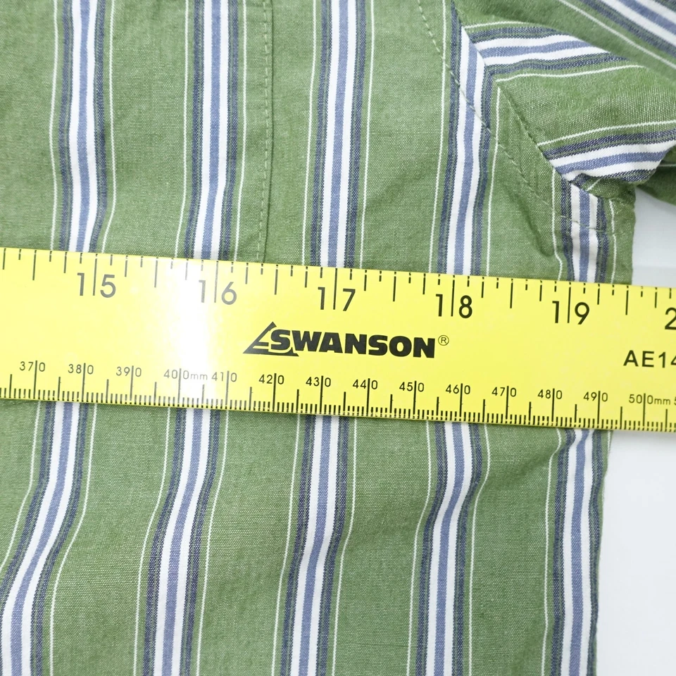 Arizona Shirt Boys Large Green Striped Cotton Classic Fit Long Sleeve Button-Up - Image 4 of 4