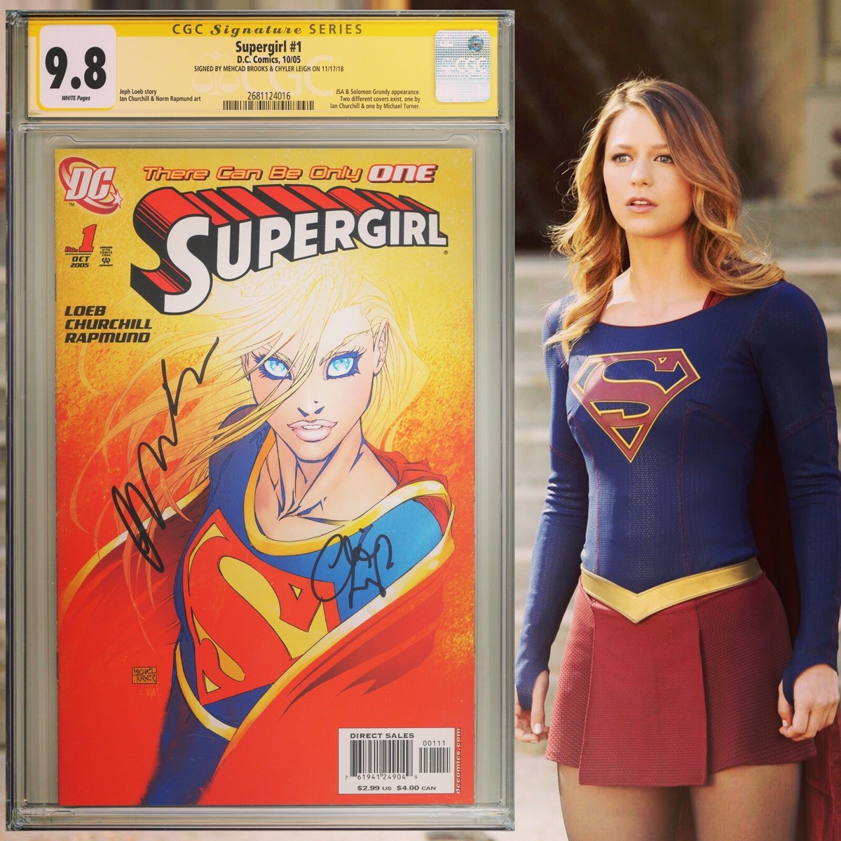 CGC 9.8 SS Supergirl #1 signed by Chyler Leigh & Mehcad Brooks CW