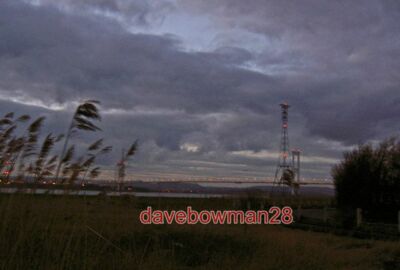 PHOTO  TWILIGHT AT AUST WARTH IN THE BACKGROUND THE FIRST SEVERN CROSSING. 2008