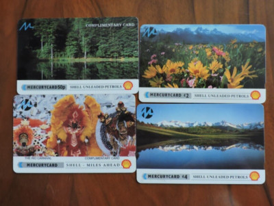 4 SAMMLER-TELEFONKARTEN SHELL PETROL MERCURY UK